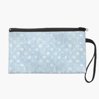 Elegant Pastel Blue Squares Wristlet