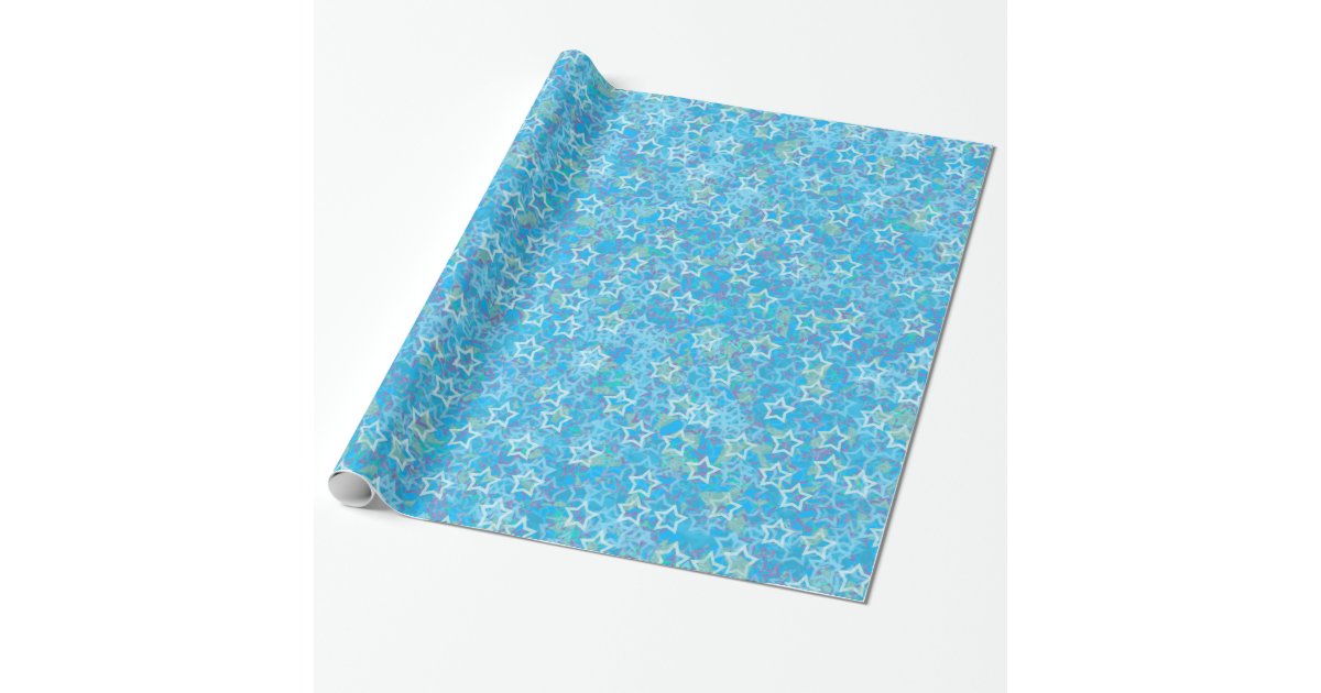 Cool Blue Stars Wrapping Paper Zazzle