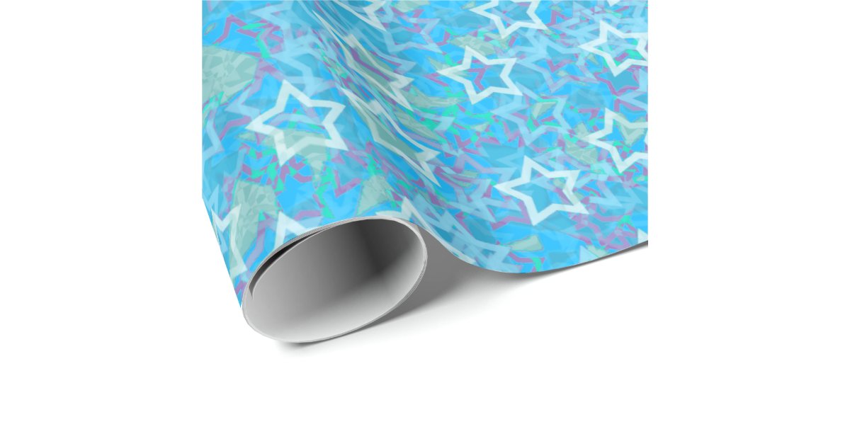 Cool Blue Stars Wrapping Paper Zazzle
