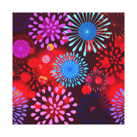 Cool Bold Colorful Sparkly Flowers Girly Design Stretched Canvas Print