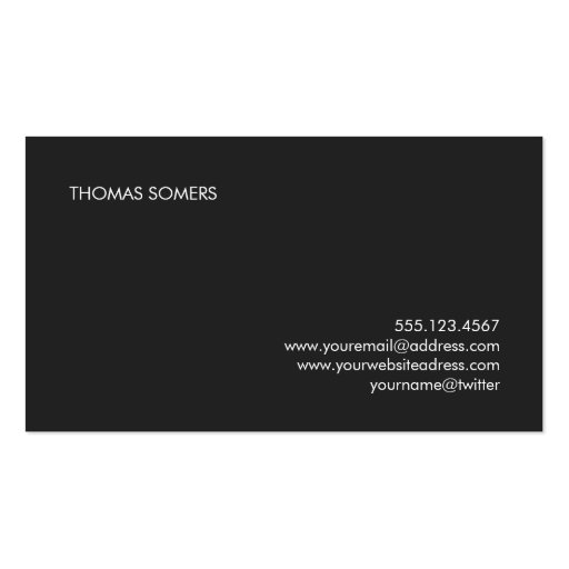 Cool BOLD Gray and White Typography Modern 2 Business Card (back side)