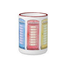 Cool British telephone booth - colors mug