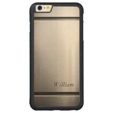 Cool Brush Metal Stainless Steel Look with Name Carved® Maple iPhone 6 Plus Bumper Case