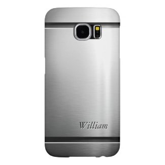 Cool Brush Metal Stainless Steel Look with Name Samsung Galaxy S6 Cases