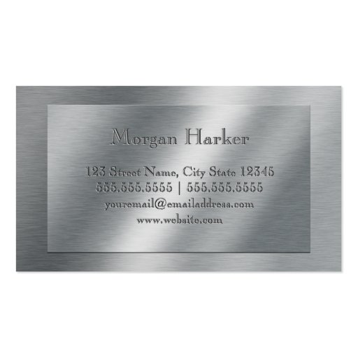 Cool Brushed Metal Look Initials Business Card (back side)