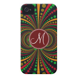 Cool Burgundy Monogram Earth Tones Funky Pattern Case-Mate iPhone 4 Case