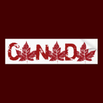 Cool Canada Bumper Sticker Distressed Maple Leaf bumper stickers