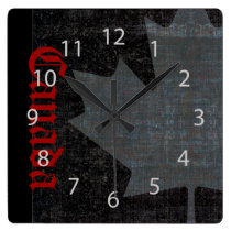 cool Canadian maple leaf on black clock wall clocks