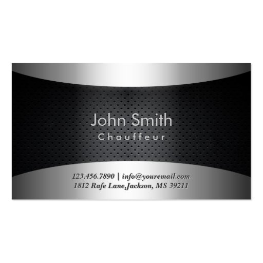 Cool Carbon Black Chauffeur Business Card (front side)