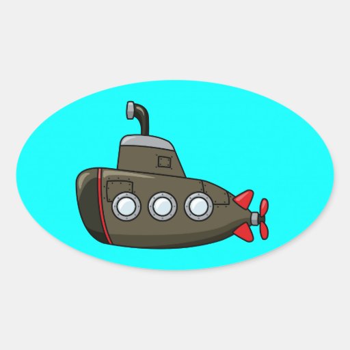 Cool Cartoon Submarine Oval Sticker Zazzle