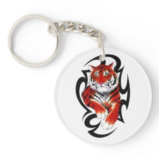 Cool cartoon tattoo symbol feral Tribal Tiger Acrylic Key Chain