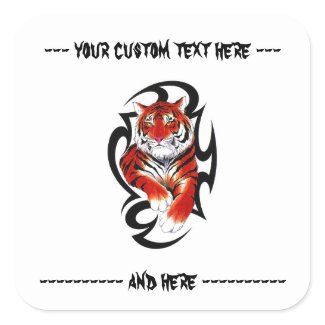 Cool cartoon tattoo symbol feral Tribal Tiger Square Stickers