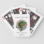 Cool cartoon tattoo symbol green lizard tribal bicycle poker cards