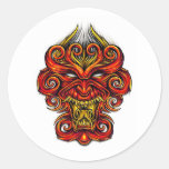 Cool cartoon tattoo symbol oriental demon mask round stickers