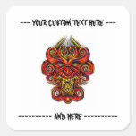 Cool cartoon tattoo symbol oriental demon mask square stickers