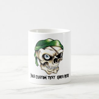 Cool cartoon tattoo symbol pirate skull bandana mugs