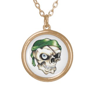 Cool cartoon tattoo symbol pirate skull bandana personalized necklace