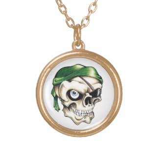 Cool cartoon tattoo symbol pirate skull bandana personalized necklace