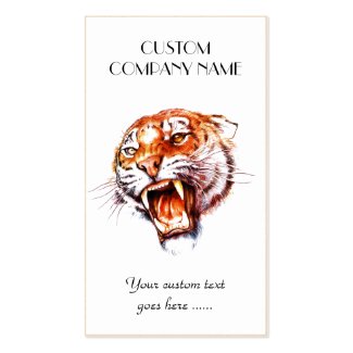 Cool cartoon tattoo symbol roaring tiger head business card