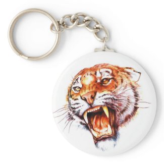 Cool cartoon tattoo symbol roaring tiger head keychain