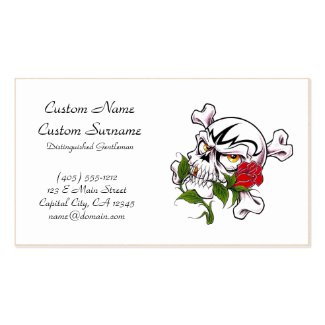 Cool cartoon tattoo symbol skull bones rose business card templates