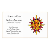 Cool cartoon tattoo symbol Sun face spikes Business Card