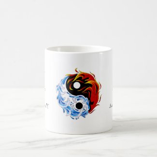 Cool cartoon tattoo symbol water fire Yin Yang Coffee Mug