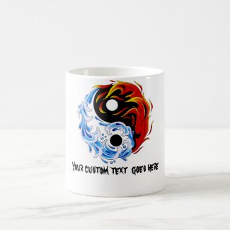 Cool cartoon tattoo symbol water fire Yin Yang Mugs