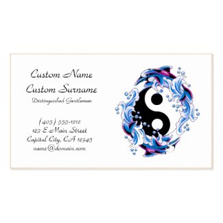 Cool cartoon tattoo symbol Yin Yang Dolphins Business Cards