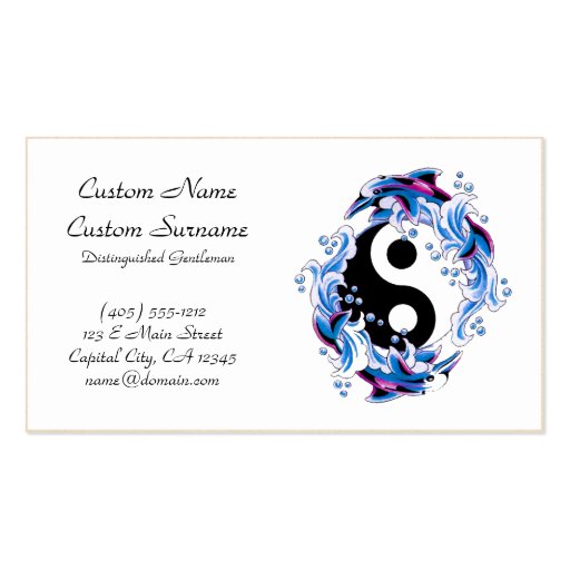 Cool cartoon tattoo symbol Yin Yang Dolphins Business Cards (front side)