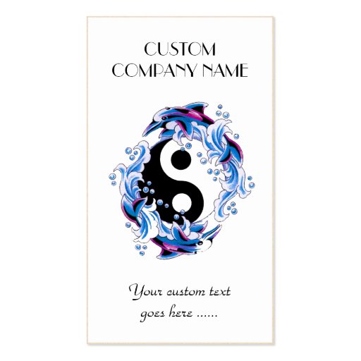 Cool cartoon tattoo symbol Yin Yang Dolphins Business Cards (back side)