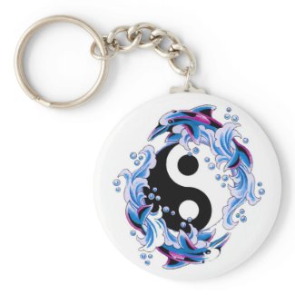 Cool cartoon tattoo symbol Yin Yang Dolphins Key Chains