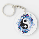 Cool cartoon tattoo symbol Yin Yang Dolphins Acrylic Keychain