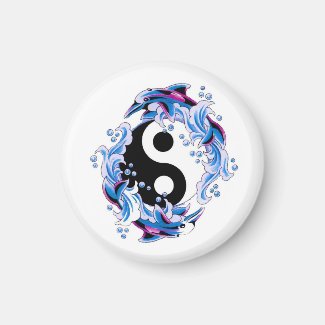 Cool cartoon tattoo symbol Yin Yang Dolphins Refrigerator Magnets