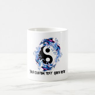 Cool cartoon tattoo symbol Yin Yang Dolphins Mugs