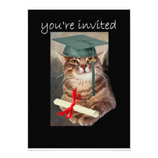 Cool Cat graduation party invitation