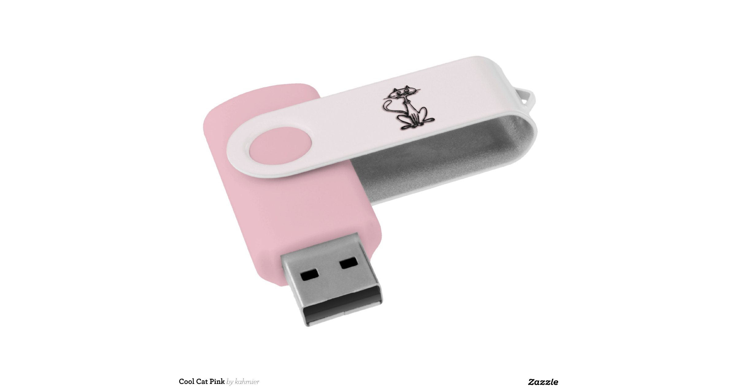 Cool Cat Pink Swivel USB 2.0 Flash Drive Zazzle