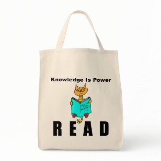Cool Cat Reading Knowledge Is Power Canvas Bags