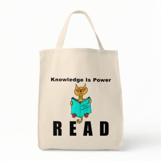 Cool Cat Reading Knowledge Is Power Canvas Bags