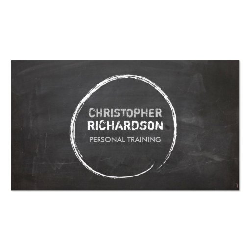 COOL CHALKBOARD CIRCLE with YOUR NAME Business Cards (front side)