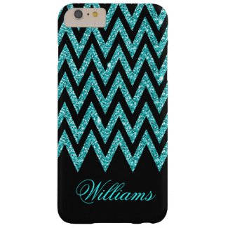 Cool chevron zigzag peacock blue faux glitter barely there iPhone 6 plus case