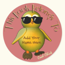 Cool Chick Bookplate Round Stickers