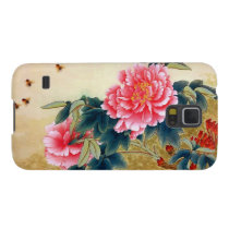 Cool chinese classic watercolor pink flower bee galaxy s5 cover  at Zazzle