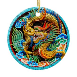 Cool chinese colourful dragon lotus flower art christmas tree ornaments