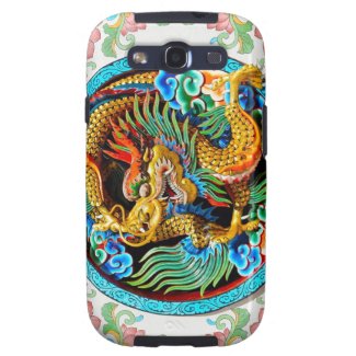 Cool chinese colourful dragon paint lotus flower galaxy s3 cover