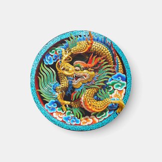 Cool chinese colourful dragon paint lotus flower magnets