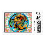 Cool chinese colourful dragon paint lotus flower stamp