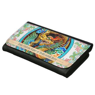 Cool chinese colourful dragon paint lotus flower wallets