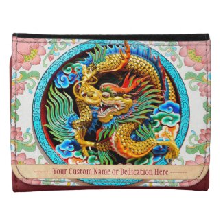 Cool chinese colourful dragon paint lotus flower wallets