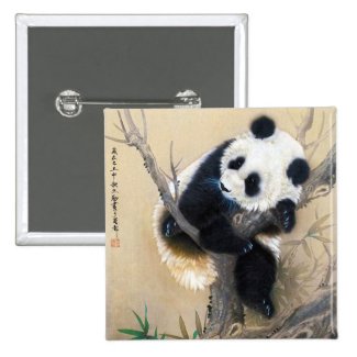 Cool chinese cute sweet fluffy panda bear tree art pinback button